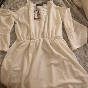 Boohoo size 18 (US) white cold shoulder lace dress